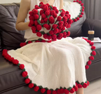 Handmade Crochet Rose Flower Bouquet Blanket – Finished Woven Floral Throw for Wedding, Valentine’s, & Anniversary Gifts