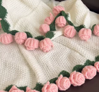 Handmade Crochet Rose Flower Bouquet Blanket – Finished Woven Floral Throw for Wedding, Valentine’s, & Anniversary Gifts