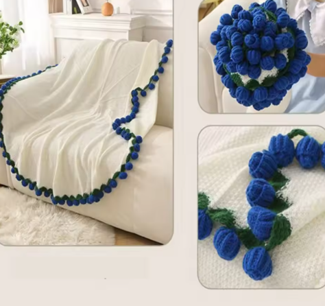 Handmade Crochet Rose Flower Bouquet Blanket – Finished Woven Floral Throw for Wedding, Valentine’s, & Anniversary Gifts