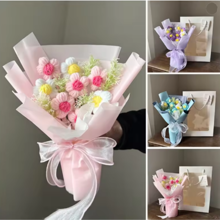 Eternal Crochet Graduation Bouquet – Handmade Artificial Flowers for Graduation, Birthday, & Valentine’s Day